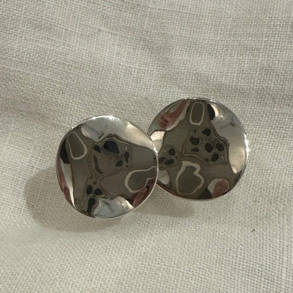 IPPOLITA Stering Silver Mens Cufflinks Wavy Disc Disk .925 New! $325. dustbag
